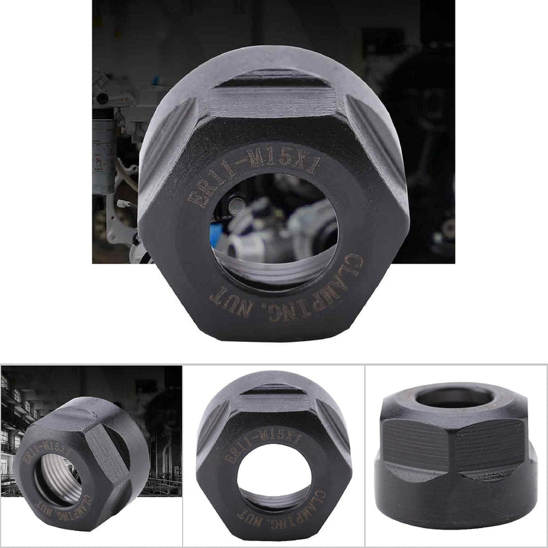 1Pcs Er11 Type Collet Clamping Nuts, Er11 Mutter M15 X 1 Nut Chuck Holder Clamping Bit (M15*1 ER11A) Black M15*1 ER11A