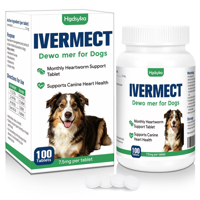 lvermect Tablets for Dog, Supports Canine Heart Wellness, Promotes Circulatory Cardiovascular System, Broad Spectrum Digestive Immune Support, Monthly Wellness Formula, Easy-to-Use Tablets 100 Count