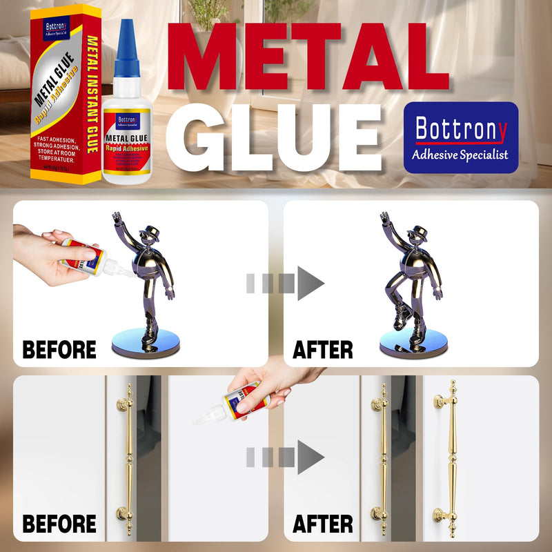 Metal Glue, Metal Repair Glue for Small Piece Metal, Waterproof Instant Drying Glue, Strongest Metal Glue Ideal for Metal to Metal, DIY, Metal Crafts, Ceramic, Jewelry (1 Bottle of 25g)