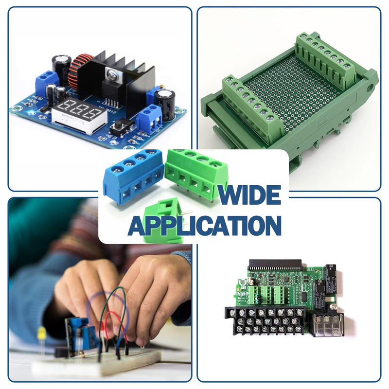 72PCS 5mm/0.2inch 2Pin 3Pin 4Pin Pitch PCB Mount Screw Terminal Block Connector Assortment Kit PCB Board Wire Connectors Green