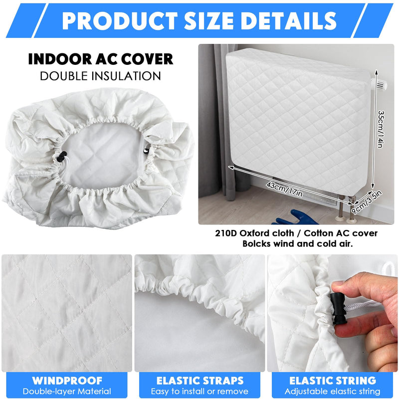 2 Pcs Window AC Cover, White&black, Inside 17"x14", Outside 17"x12" Inside 17"x14", Outside 17"x12"