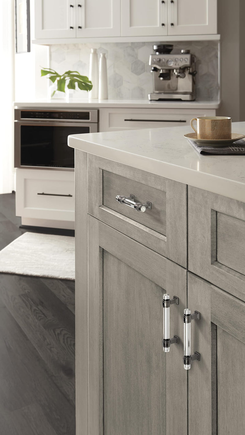 Amerock | Cabinet Pull | Clear/Gunmetal | 3 inch (76 mm) Center to Center | Glacio | 1 Pack | Drawer Pull | Drawer Handle | Cabinet Hardware 3 in (76 mm) Center-to-Center