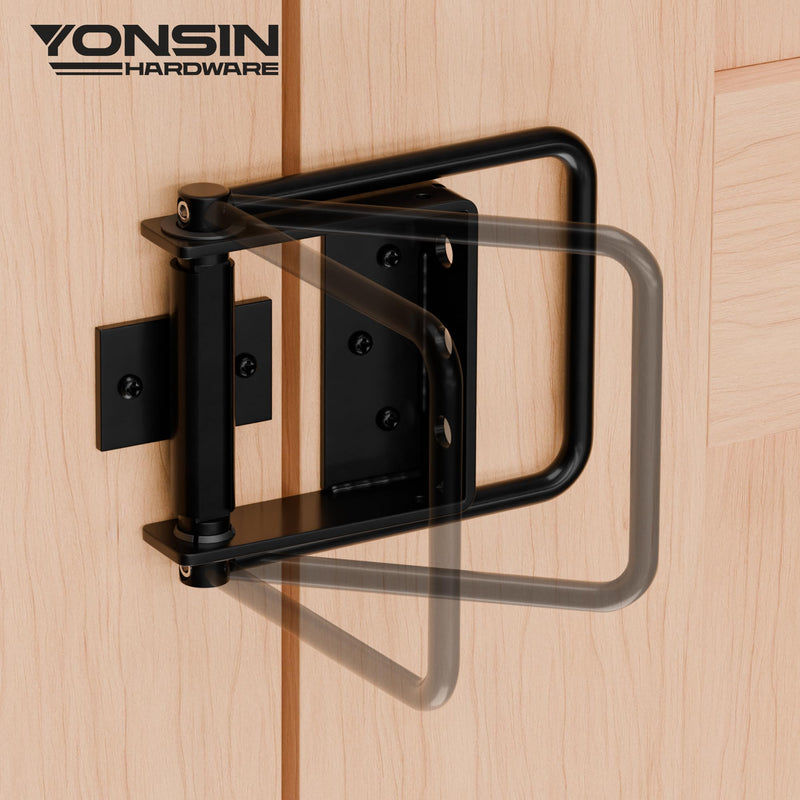 Heavy Duty Gate Latch with Handle, Side-to-Side Swinging Barn Door Latch, Black Fence Gate Latch for Wooden Fence, Shed Door, Integrated Design