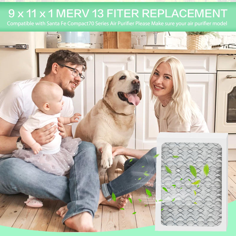 9 x 11 x 1 MERV 13 Replacement Dehumidifier Filter,Compatible with Santa Fe Compact70, Ultra70, Element, Compact2, UA 65H dehumidifier Models,9x11x1 dehumidifier Filter (4) 4