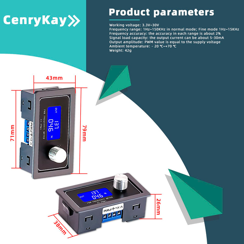 2Pack DC 3.3V-30V Adjustable Output 1Hz-150kHz PWM Pulse Frequency Duty Cycle Square Wave Signal Generator Module XY-PWM Signal