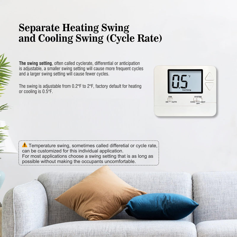 Non-Programmable Thermostats for Home Conventional Single-Stage Systems, up to 1 Heat/ 1 Cool (with White Backlight)