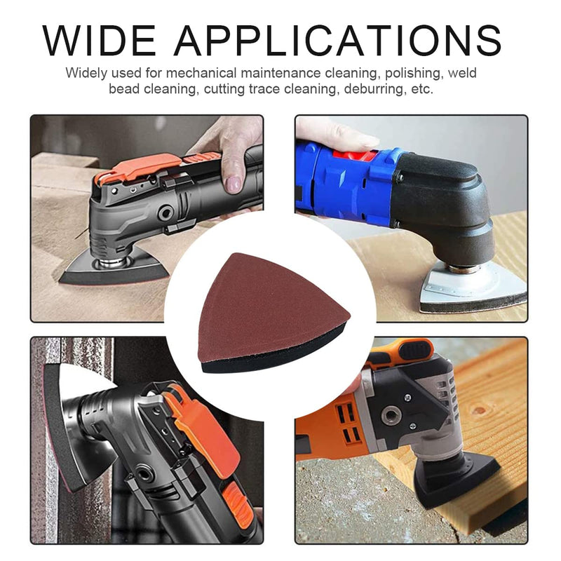 133PCS oscillating Tool Sanding Pads kit,125sandpaper, 2 Triangular Sanding Pads and 6 Triangular Scrubbing Pads for Surface Sanding,Mechanical Maintenance Cleaning, polishing, deburring