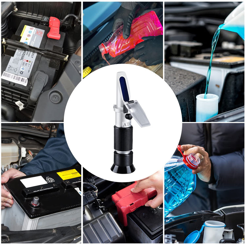 Antifreeze Tester Refractometer 4-in-1 Coolant Tester for Checking Freezing Point of Automobile Antifreeze Systems, Anti Freeze Tester Refractometer for Battery Acid, Ethylene Propylene Glycol Glycol Refractometer