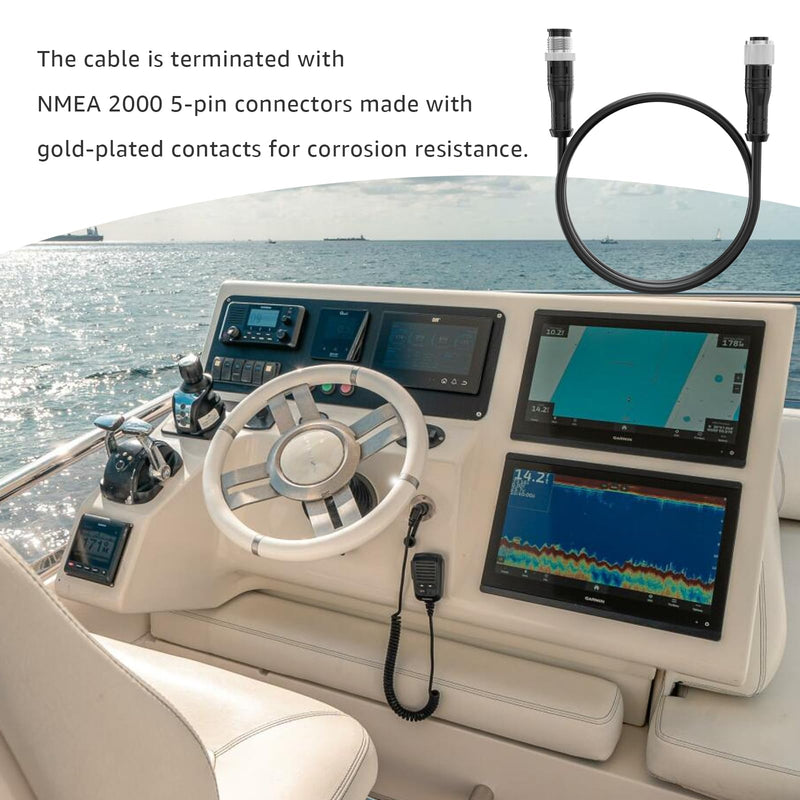 NMEA 2000(N2K) 1 Meter Extension Cable – Backbone & Drop Cable Compatible with Lowrance Simrad B&G Navico Network 5 Pin M12 Thread Marine Grade Cable. (3.28FT) 3.28Feet