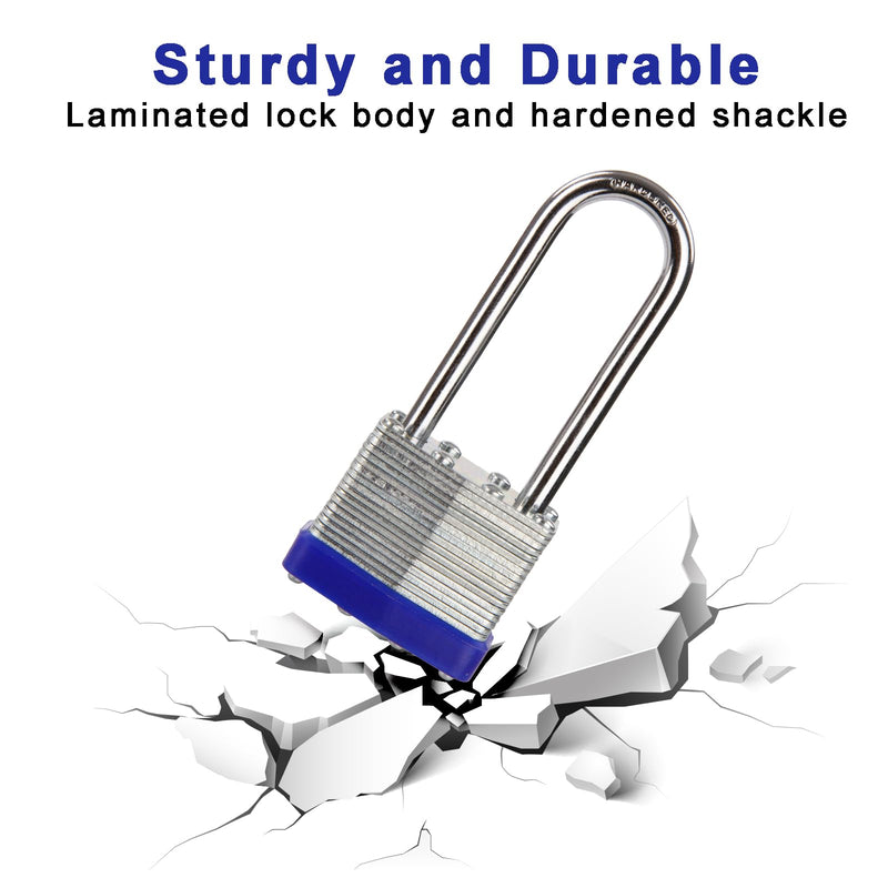 SEPOX® Twins Keyed-Alike Padlock, Reinforced Laminated Steel Body 1-9/16" 40MM, Robust Hardened-Steel Long-Shackle, Pack of 2-Pcs Lock, 4-Pcs Same Keys, Ideal for Locker-Lock & Tool-Box 1-9/16 Inch