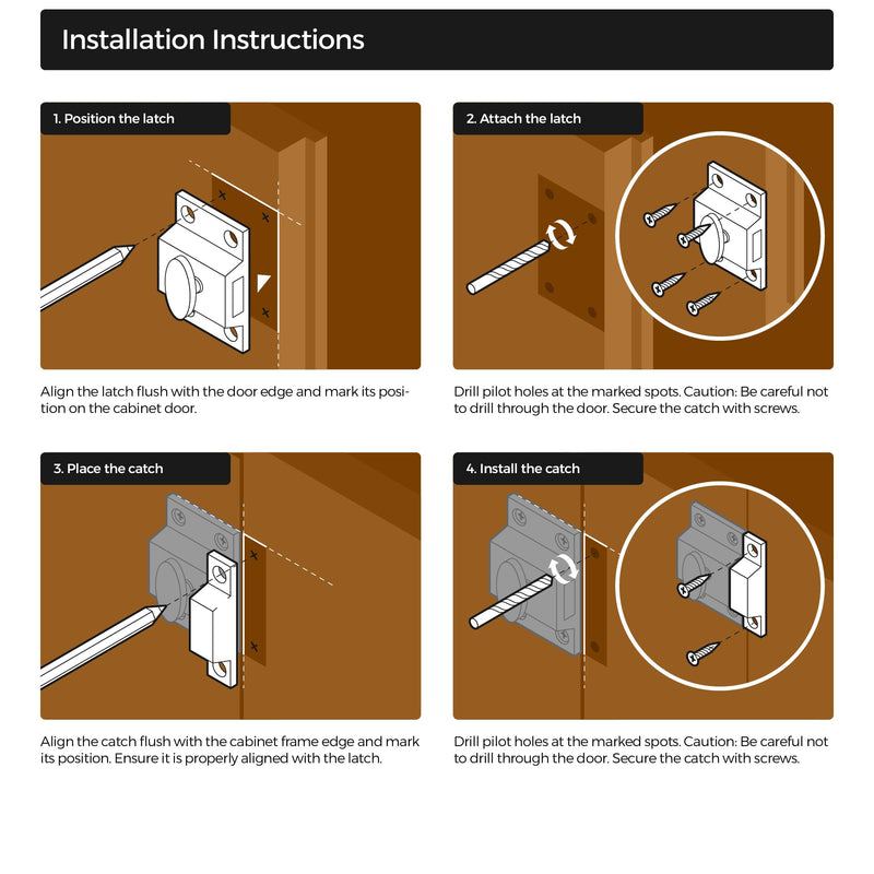 Large Stamped Nickel Plated Cabinet Door Latch - 2 1/8" × 2 1/8" - Spring Loaded Cupboard Door Latch with Oval Turn - Vintage Cabinet Hardware | UA-140-LPN (1)