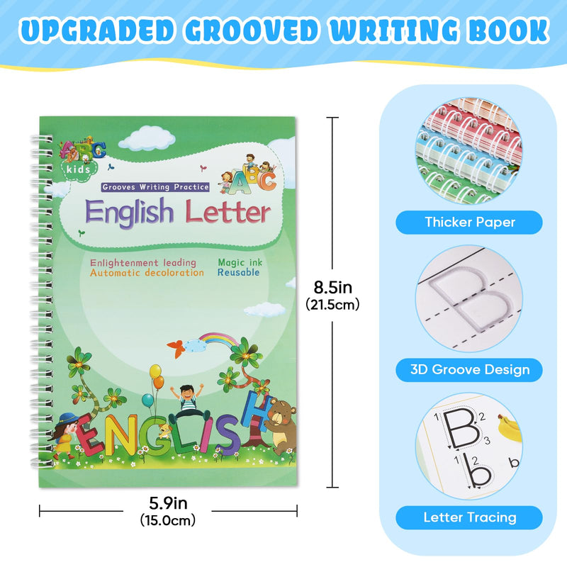 Magic Ink Copybooks for Kids Reusable Handwriting Workbooks for Preschools Grooves Template Design and Handwriting Aid (5) 5