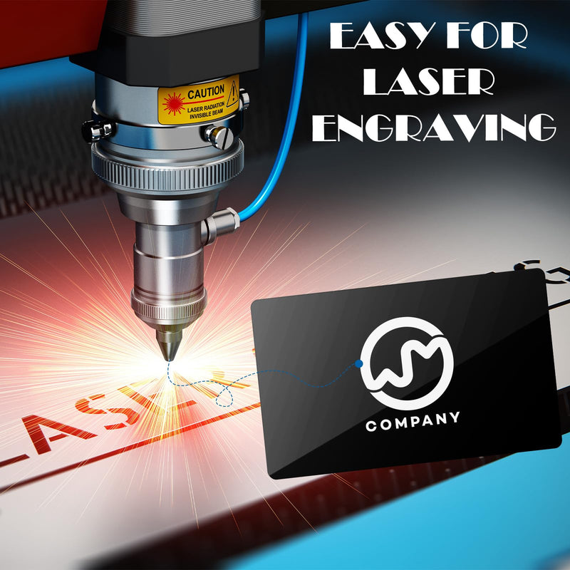 weparmeety 100 Pcs Metal Engraving Blanks Aluminum Sheet Laser Engraving Business Card Multipurpose DIY Gift Cards 86 x 54 x 0.21 mm (Black) Black