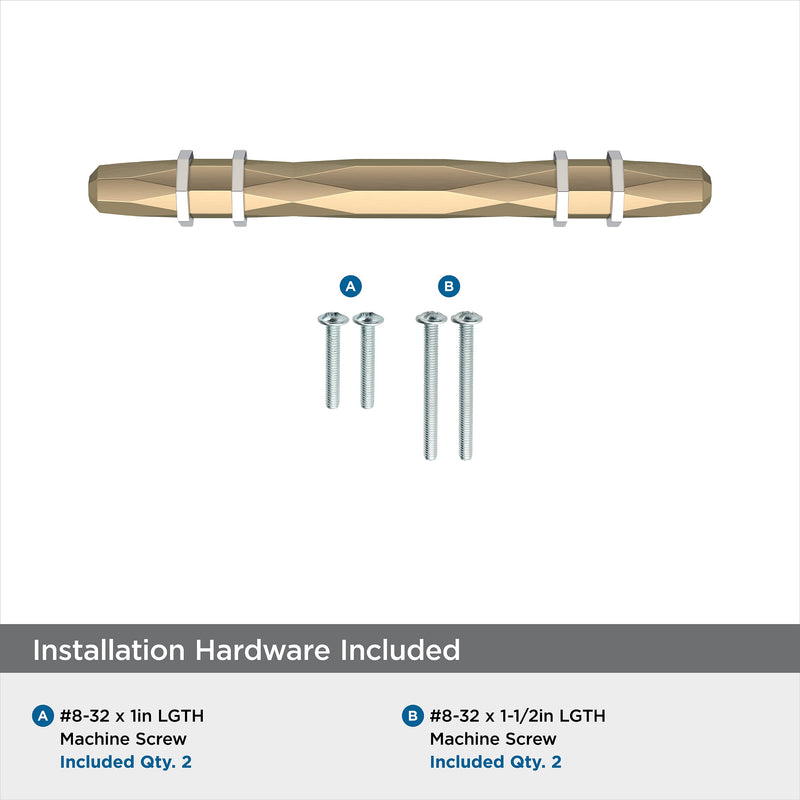 Amerock | Cabinet Pull | Golden Champagne/Polished Chrome | 3-3/4 inch (96 mm) Center-to-Center | London | 1 Pack | Drawer Pull | Drawer Handle | Cabinet Hardware