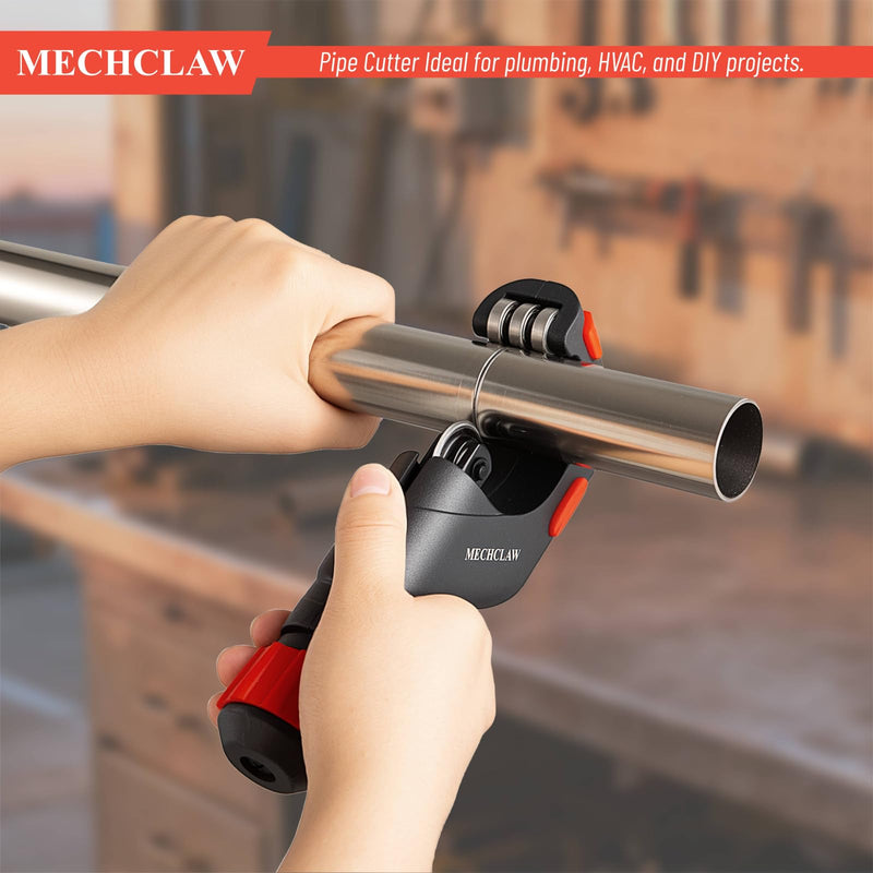 Heavy Duty Tube Cutter, Cuts 3/16 to 2 Inch Outer Diameter Tubes, Hand-Operated Copper Pipe Cutter for Copper, Iron, Aluminum, Stainless Steel Tubes, with Deburring Tool & Replaceable Blade