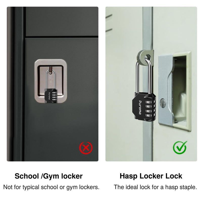 Puroma 10 Pack 2.6 Inch Long Shackle Combination Lock 4 Digit Outdoor Waterproof Padlock for Hasp Locker Lock, Sports Locker, Fence, Gate, Toolbox, Case, Hasp Storage, Cabinets (Black) Black