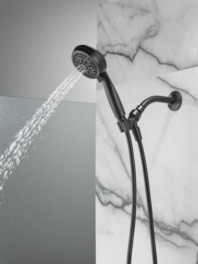 Delta Faucet 5-Setting Handheld Shower Head, Black Shower Head with Hose, Showerheads & Handheld Showers, Handheld Shower Heads, Detachable Shower Head, Hand Shower 1.75 GPM, Matte Black 75511BL