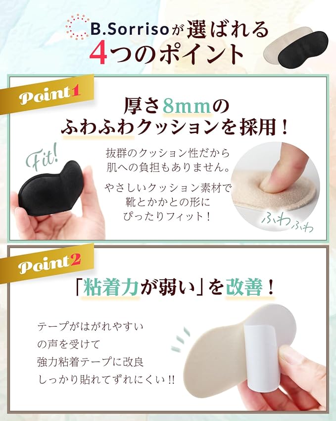 B.Sorriso Shoe Scrubbing Prevention Pad Heel Pad for Shoe Rubbing Prevention and Anti-Shoe Rubbing Tape (Black) - NewNest Australia