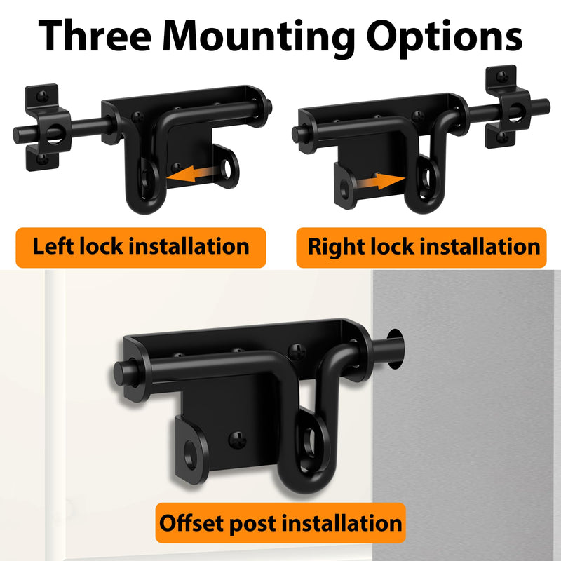 6.4 Inch Heavy Duty Slide Bolt Latch, Bi-Directional Gate Latch with Protective Coating, Solid Hardware Thickened Bolt Latch for Left or Right Hand Swinging and Sliding Doors-4 Pack 4