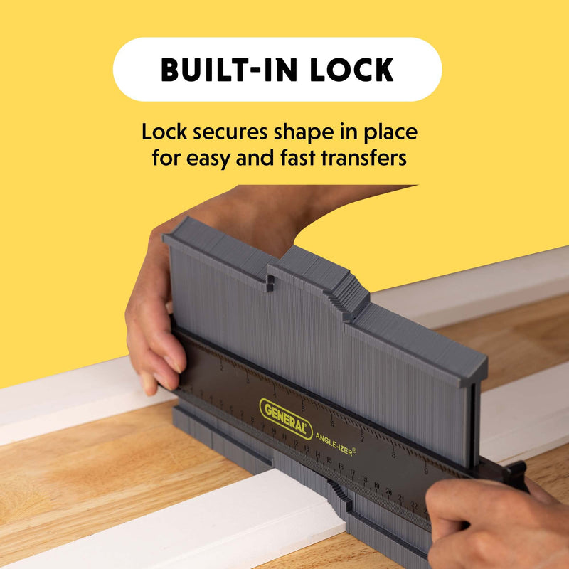 General Tools Locking Contour Gauge #834X with Extra Long Pins, Profile Gauge, Shape Duplicator, 10-Inch (254mm), Precisely Copy Irregular Shapes For Perfect Fit and Easy Cutting 10-Inch with extra long pins, with lock
