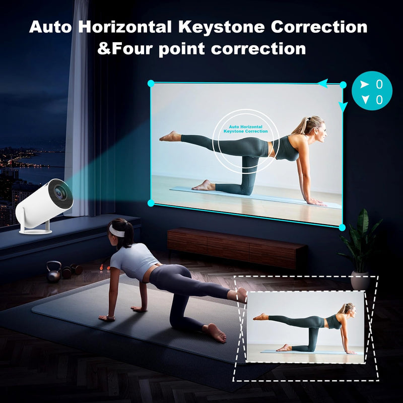 Mini Projector, Support 4K 1080P Portable Projector with Dual Band WIFI6 5G Wireless 5.2 Bluetooth Android 11, 200 ANSI Lumens, 180° Rotatable, Auto Keystone Correction,35"-130" Screen Video Projector HY300PRO