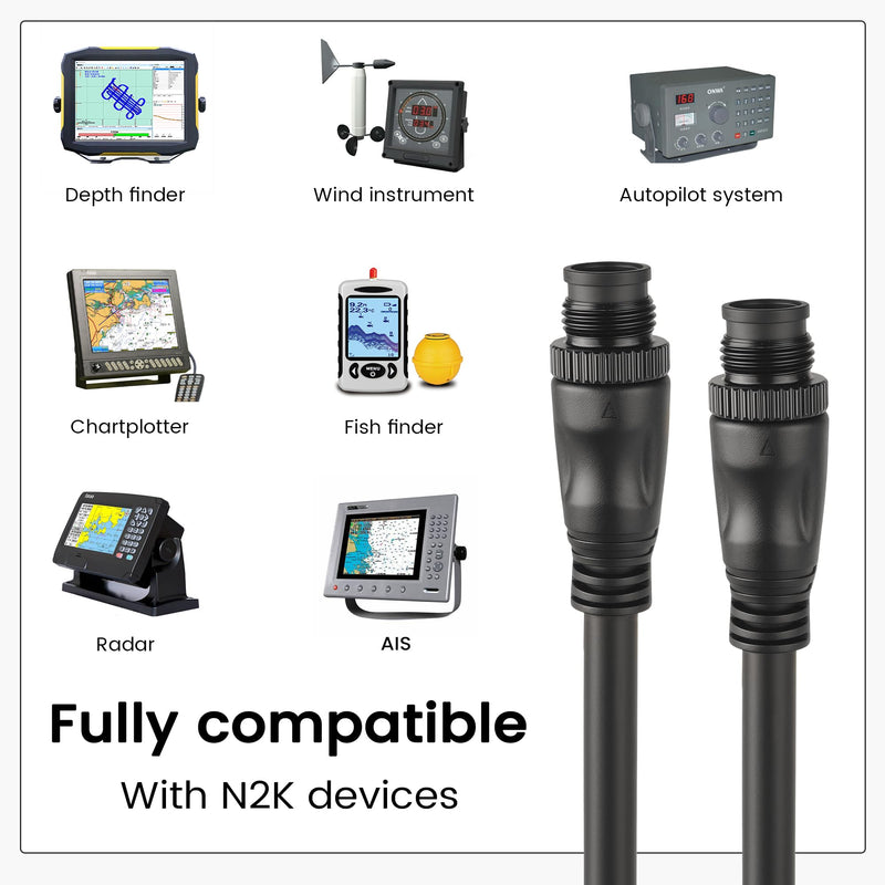 NMEA 2000 Male-Male Gender Changing Cable,1Ft Professional Marine Grade N2K Network Extension Cable–Compatible with Garmin GPSMAP, Lowrance HDS, Simrad GO/NSS, B&G