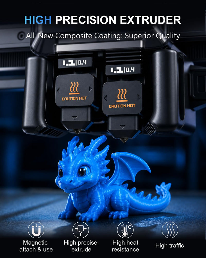 4Pcs P2S Hotend with 0.2/0.4/0.6/0.8mm Bambu Lab P2S/H2D/H2S/H2C Hardened Steel Nozzle, Quick Swap Precision 3D Printer Extruder Hot End Kit with 8 Silicone Cover Socks 4PK 0.2/0.4/0.6/0.8mm