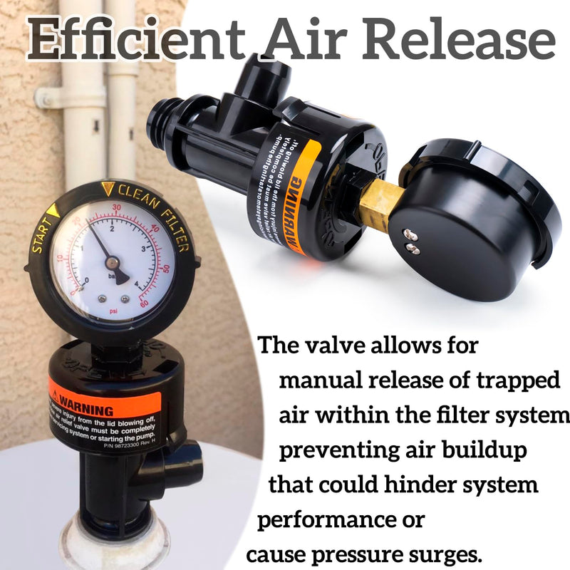 Pressure Gauge Air Relief Valve 98209800 Compatible with Pentair Pool Filter FNS Plus, SMBW 2000 & 4000 Series, Clean and Clear Plus, Quad DE Series and More