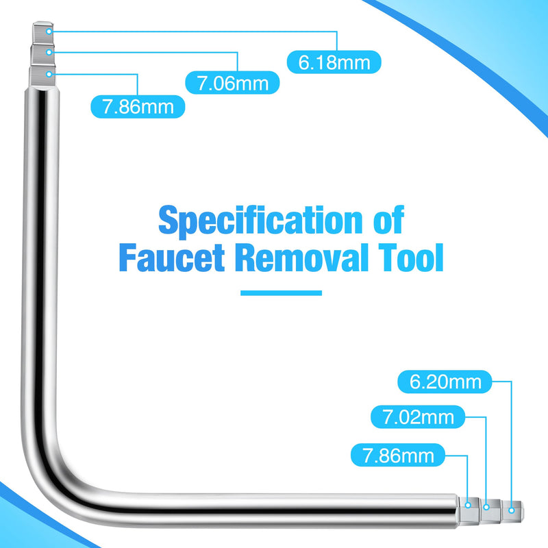 Enhon Faucet Seat Wrench, Compatible with Danco 80439 Faucet Removal Tool, For Use to Install Faucet Compression Seats, Hex or Square Steel Faucet Seats Tool, 2 Sided Wrench Configuration