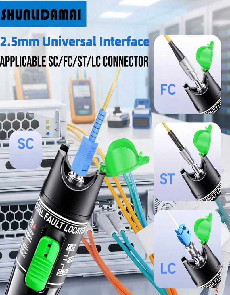 VFL 10KM Visual Fault Locator Fiber Optic Cable Tester (2-Pack) with 2 FC to LC Adapters, 10KM Metal Red Light Fiber Tester Pens for LC SC FC ST,Optical Cable Inspection Tool Kit 2 PCS 10 KM
