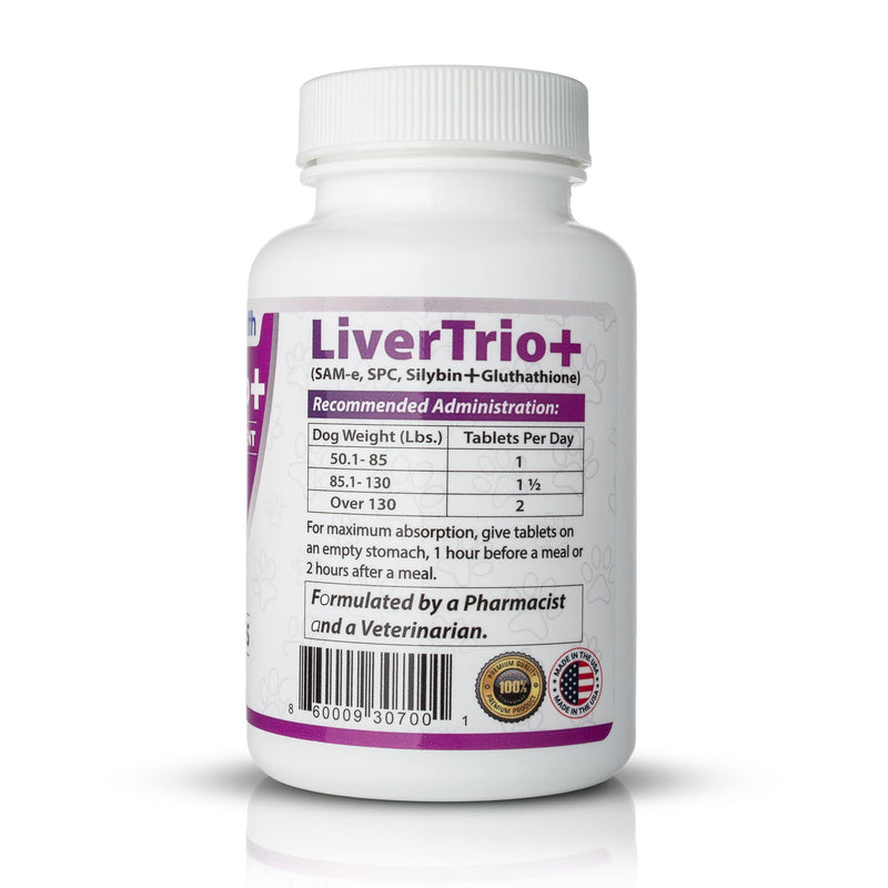 Comprehensive Liver Support Supplement for Large Dogs. Flavorful Chewable Tablets Combining Same, SPC, Silybin A+B, + Glutathione 30Ct (Large) Large (Dogs) - PawsPlanet Australia