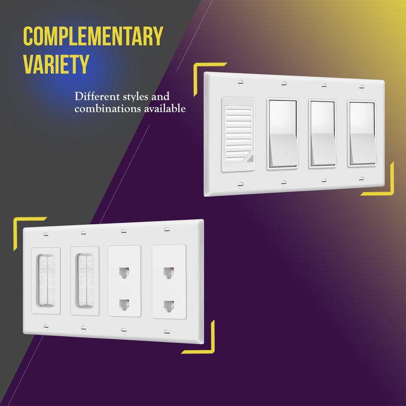 ENERLITES Decorator Light Switch or Receptacle Outlet Wall Plate, Gloss Finish, Size 4-Gang 4.50" x 8.19", Polycarbonate Thermoplastic, 8834-W, White, Standard Size