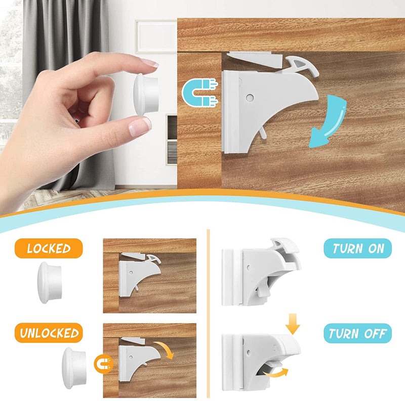 BigBest Magnetic Cabinet Locks – Baby Proofing for Drawers & Cabinets | No Drilling, Easy Installation, Strong Adhesive, Baby Cabinet Locks 12 Locks + 2 Keys Regular 12.0