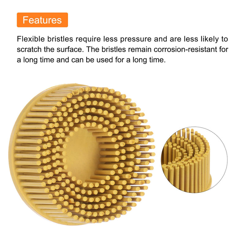 HARFINGTON 5pcs Bristle Disc 2" 80 Grit Abrasive Brush Deburring Electric Disc Brush with Quick Change Roll Lock Abrasive Coating Removal Disc for Metal, Yellow