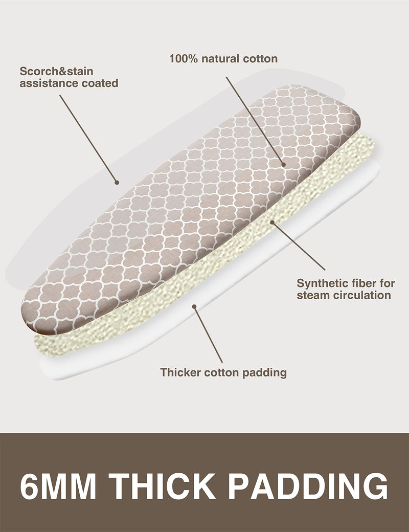 Extra Thick Ironing Board Cover and Pad, Resist Scorching and Staining, 15x54 Reflective Silicone Ironing Board Cover, Elastic Edges, 4 Fasteners, Protective Scorch Mesh Cloth 15"X54" Cotton
