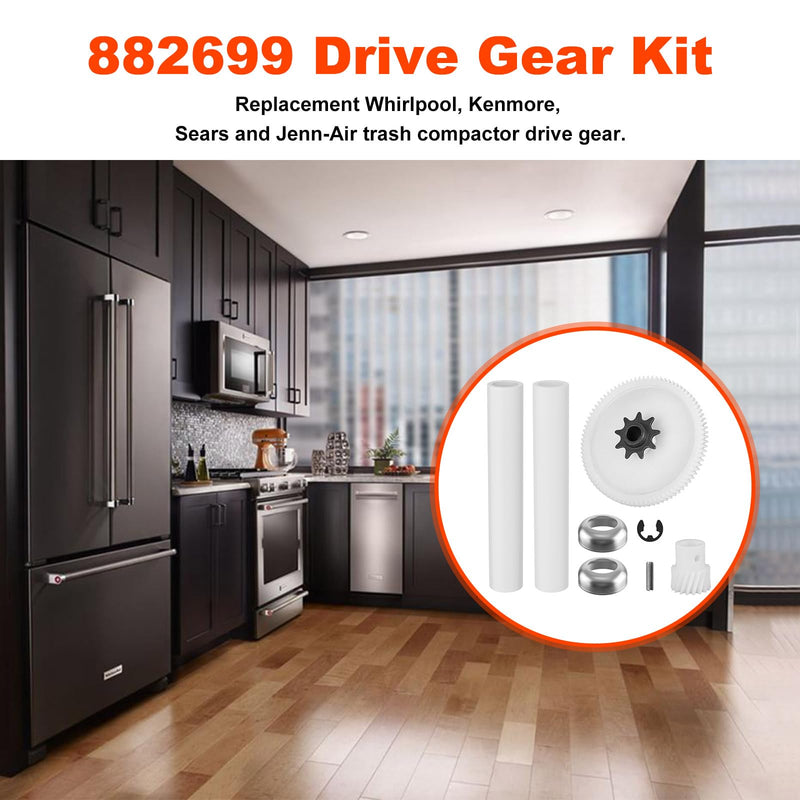 882699 Trash Compactor Drive Gear Kit Replacement Kenmore Whirlpool Jenn-Air Trash Compactor Gear PS398589 735285 749046 777103 AP3122987 EAP398589 Trash Compactor Parts