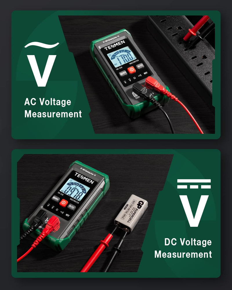 TESMEN TM-510 Digital Multimeter & Hound-200 EMF Detector, 3-in-1 Electromagnetic Field Detector and 4000-Count Smart Auto-Ranging Voltmeter with NCV Function