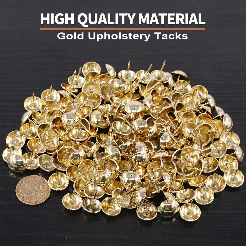 Keadic 250Pcs 5/8" (16mm) Antique Upholstery Tacks Furniture Nails Pins Kit for Upholstered Furniture Cork Board or DIY Projects - Gold 5/8" (16mm) -250Pcs