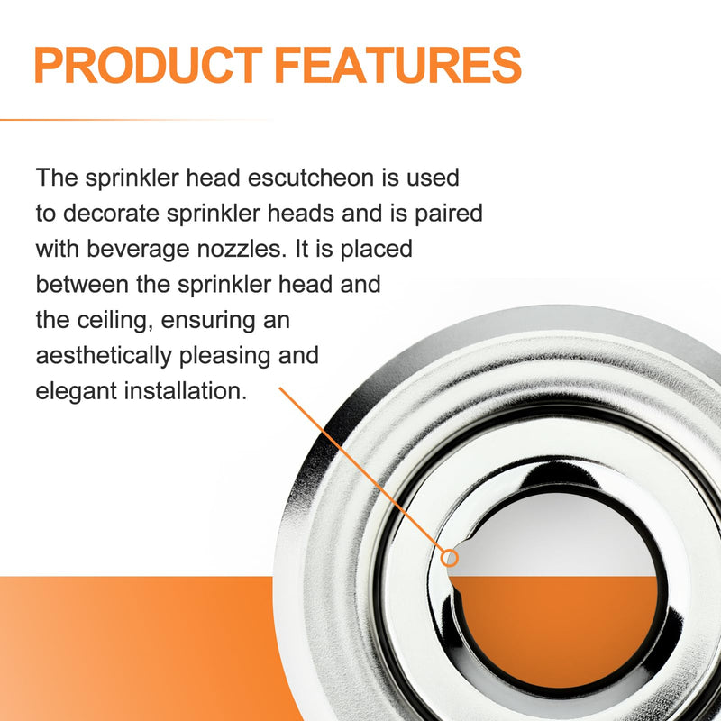 GASHER 4Pcs Recessed Fire Sprinkler Escutcheon 1/2 in. IPS, Depth Adjustment Range up to 1/2 in. For Fire Sprinkler Trim 4 1/2 in. IPS - 1/2 in.