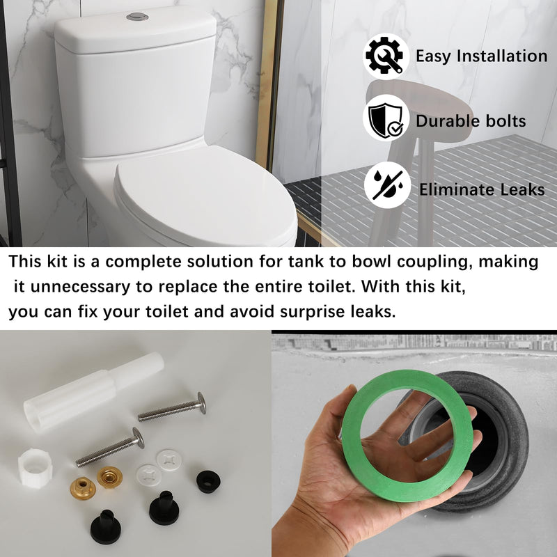 3 Inch Tank to Bowl Gasket & Bolts Kit, Replacement Parts for American Standard Champion 4 Toilets, Complete Seal Repair Set