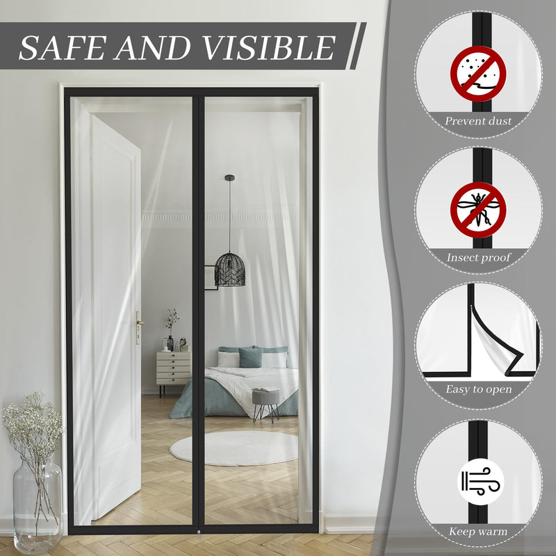 Amylove Zipper 60 x 102 Inch Dust Barrier Door Kit, 5 x 8.5 ft Construction Black 1