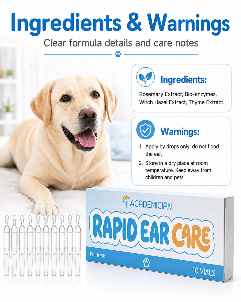 Dog Ear Cleaner Solution Ear Mite Treatment for Dogs Ear Wax Removal Drops - 10 Count