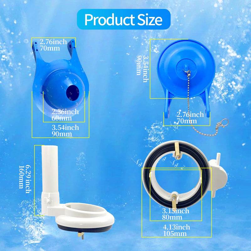 Toilet Flush Valve Assembly for One-Piece Toilets with Flapper and Chain 3-Inch Replacement Parts, Repair Kit, Easy Install. 1 piece