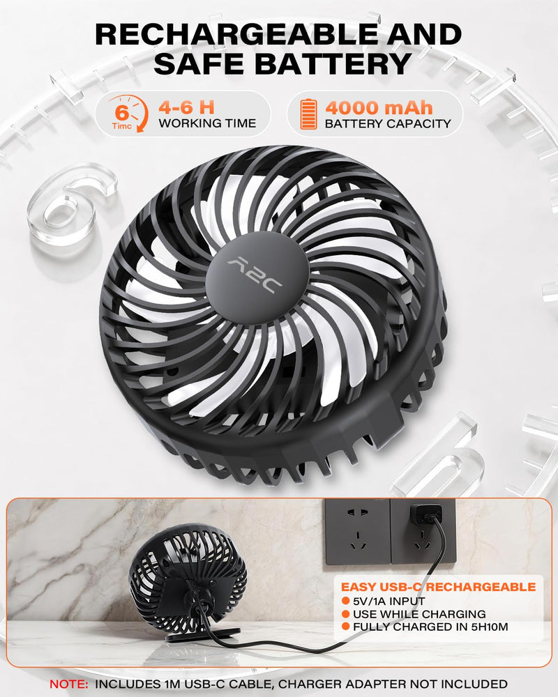 A2C 4.7-Inch Big Magnetic Cruise Ship Fan for Cabin Wall Ceilings, Cruise Essentials 2025, Versatile Clothes Hats Hooks, Rechargeable Battery, 360° Rotation, 3 Speeds, 2026 Travel Accessories Gifts
