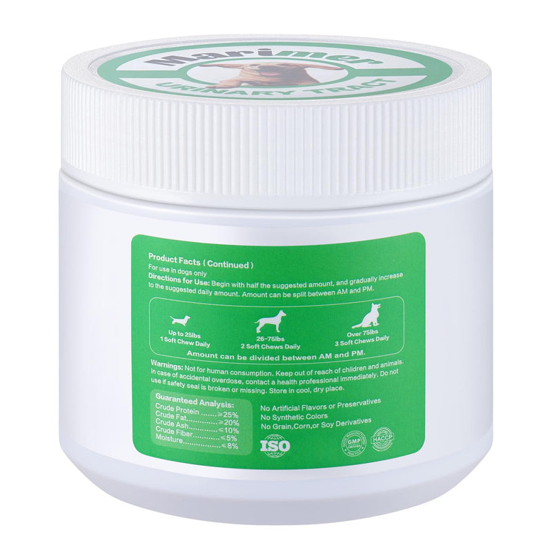 MARIMER Urinary Tract Support for Dogs – Cranberry, D-Mannose, Marshmallow Root & Vitamin C – Soft Chews for Bladder & Kidney Health – Chicken Flavor – 100 Count – for Dogs