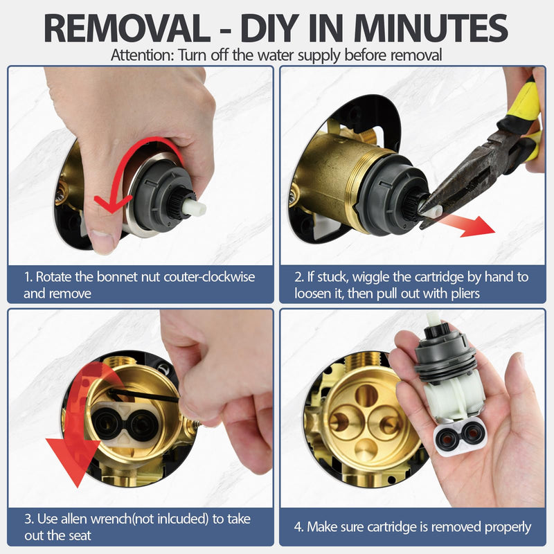 RP46463 Cartridge Replacement for Delta 17 Sereis Tub and Shower Dual Function Handle (2006-Present), Temperature and Volume Control, Fits Delta R10000 Series Valve RP46463 Cartridge