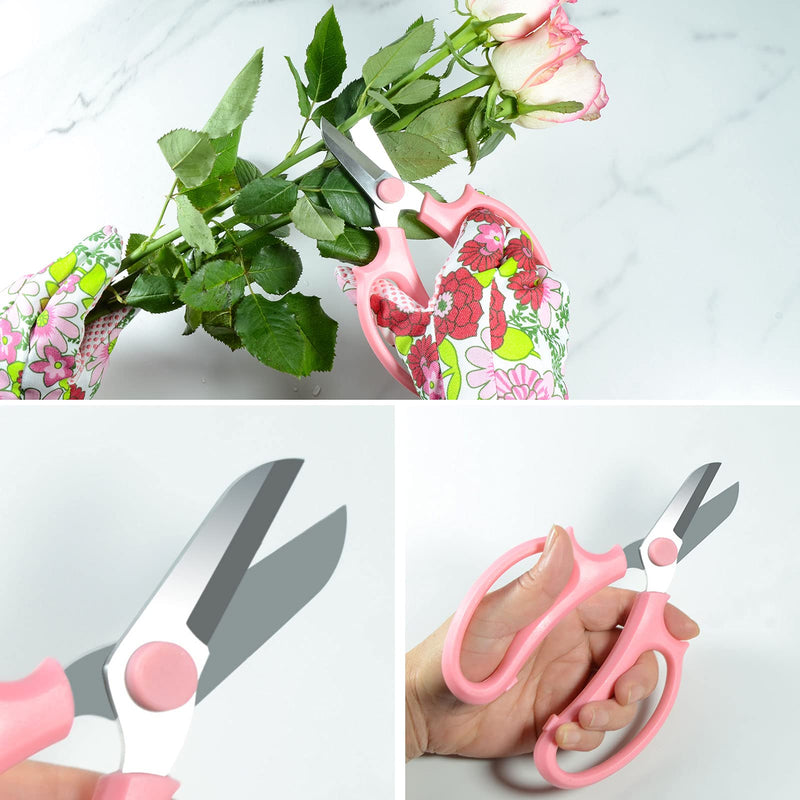 5PCS Rose Thorn Tools Rose Leaf Thorn Strippers with a Rose Pruning Shears and Garden Rose Gloves Pink1 Style-pink