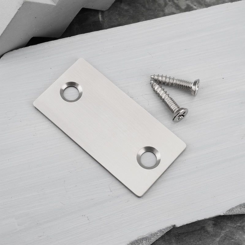 ECSiNG 12pcs Door Strike Hole Cover Stainless Steel Door Edge Hole Filler Plate with Screws 28x56.6mm for Covering Door Lock Hole