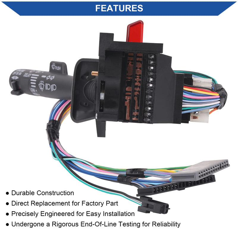 Obaee Multi-Function Combination Switch with Turn Signal, Wiper, Hazard, Cruise Control Compatible with 1995-2002 Chevy Tahoe S10 GMC C1500 K1500 Suburban Yukon, Replaces 2330814, 26100985, 26036312