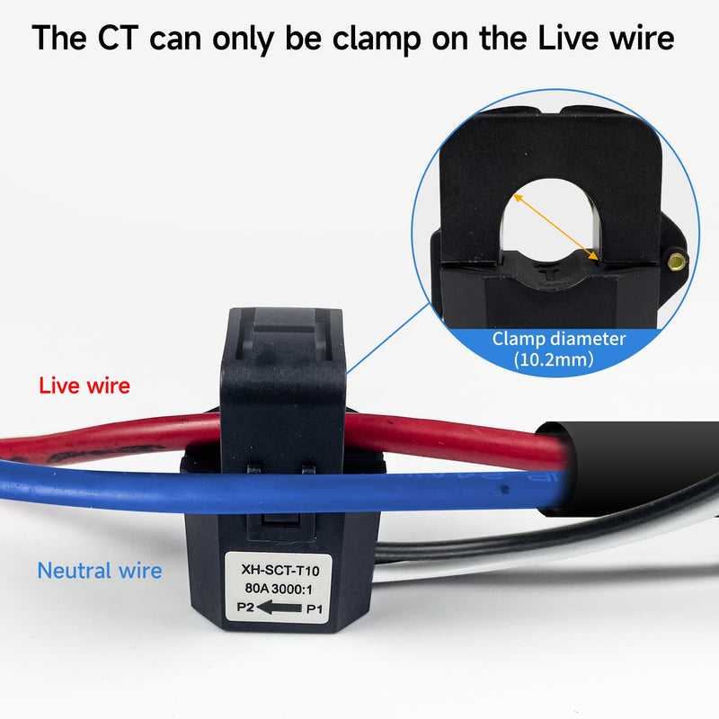 Smart Energy Monitor, Single Phase Clamp Electricity Meter with 1 * 80ACT Current Transformer, WiFi, Real-Time Electricity Monitor/Meter, Solar/Network Metering EPMC311-1*80A